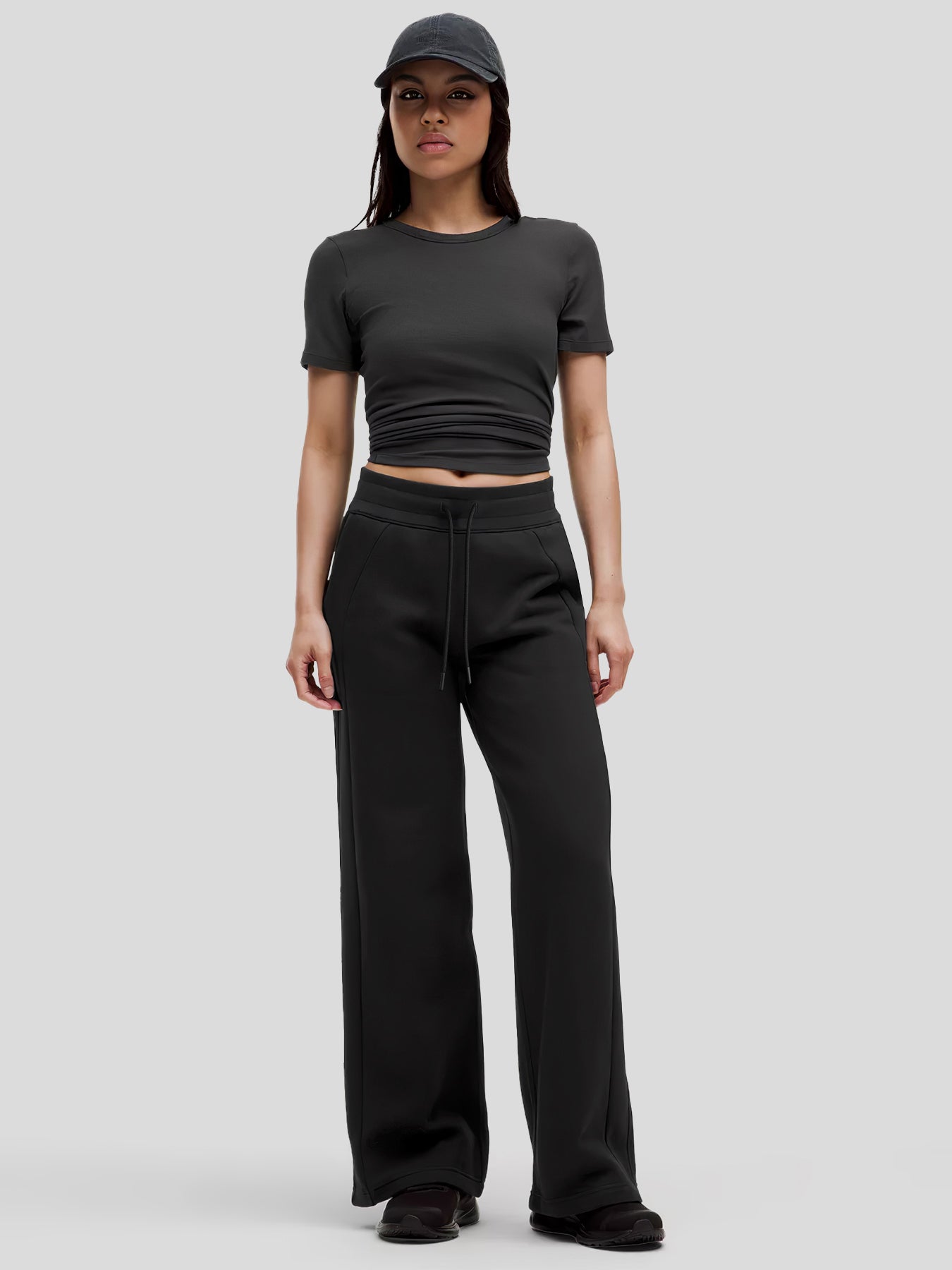Modal Blend Mid-Rise Wide Leg Pant